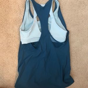 lululemon blue tank with built in bra